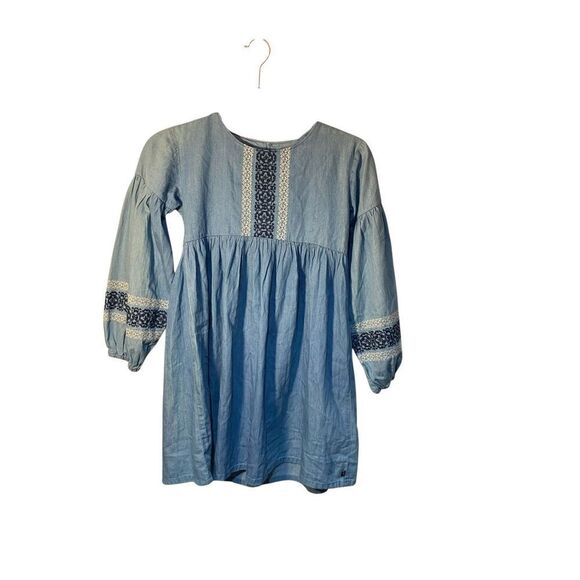 Lucky brand girls 100% cotton embroidered blue dress S/M - Picture 2 of 4